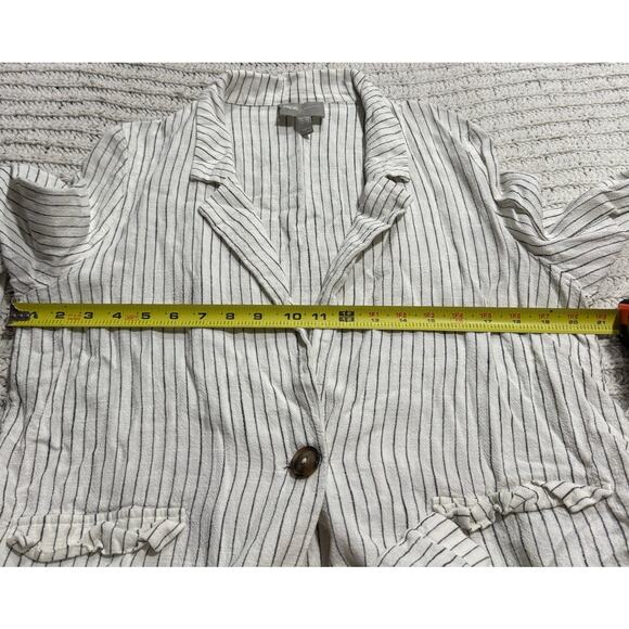 ASOS Blazer Jacket Linen Viscose Womens 6 White Black Striped 09118792 F102103 - Picture 4 of 8